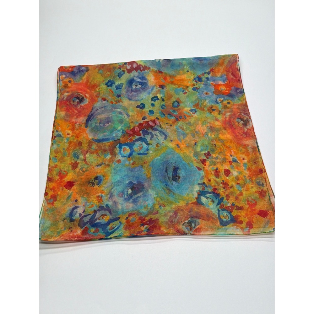 Art of the Scarf‎ Tie Rack made in Italy Floral Impressionist Watercolor Scarf